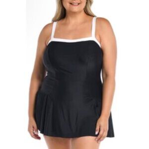 Maxine Of Hollywood Bandeau Size 22W Princess Seam Swimdress Minimizer NWT